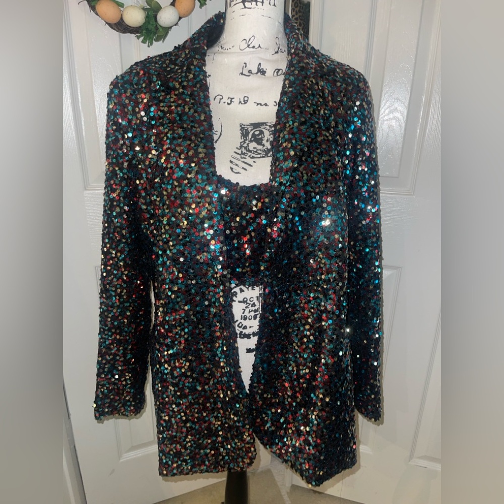 Nasty Gal Black Sequin Party Blazer size 10 WORN ONCE